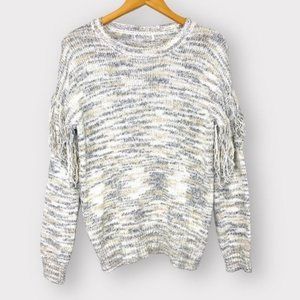 CALVIN KLEIN Cabincore Marled Knit Fringe Pullover Sweater